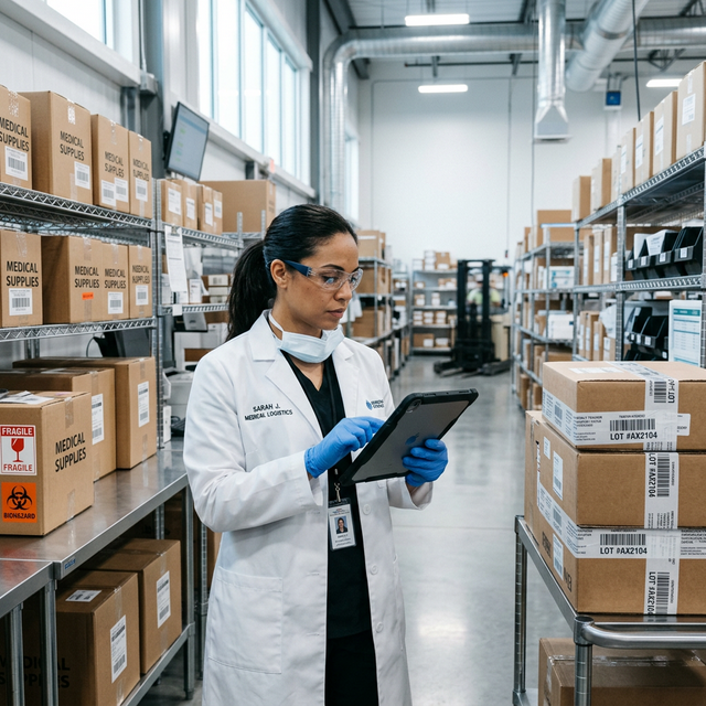 Especialista em Logística verificando inventário